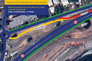 Lire la suite à propos de l’article NRL – Ravine à Malheur : démarrage des travaux sur la bretelle de sortie RN1 dans le sens Ouest > Est