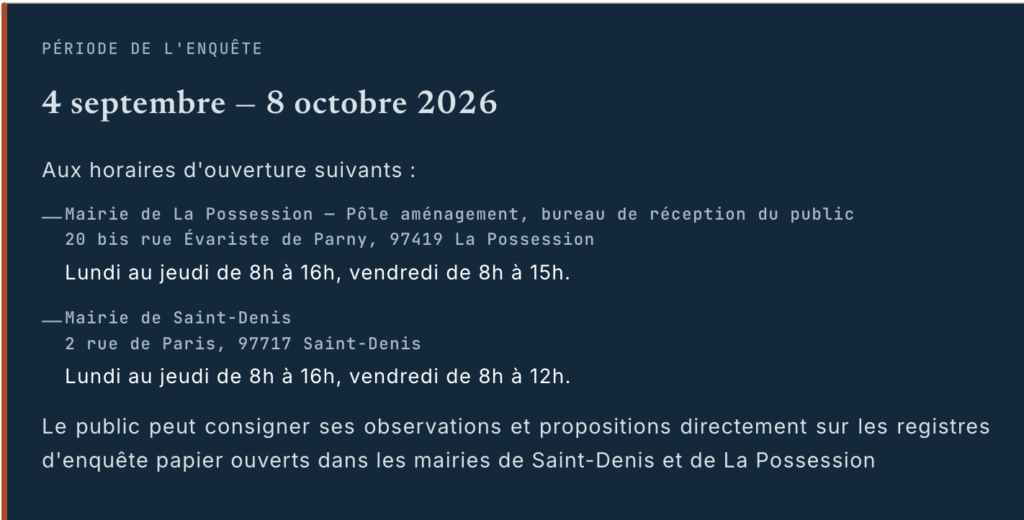 Période de l'enquête publique NRL